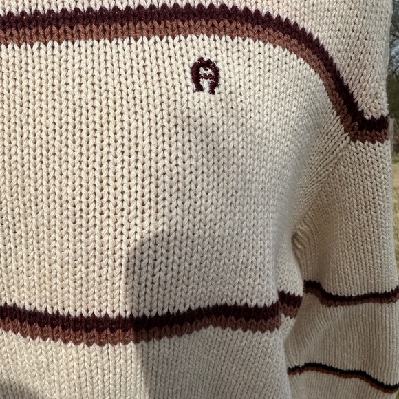 Vintage Etienne Aigner sweater. Cream. Striped. Granny sweater. Boho sweater - Picture 5 of 6